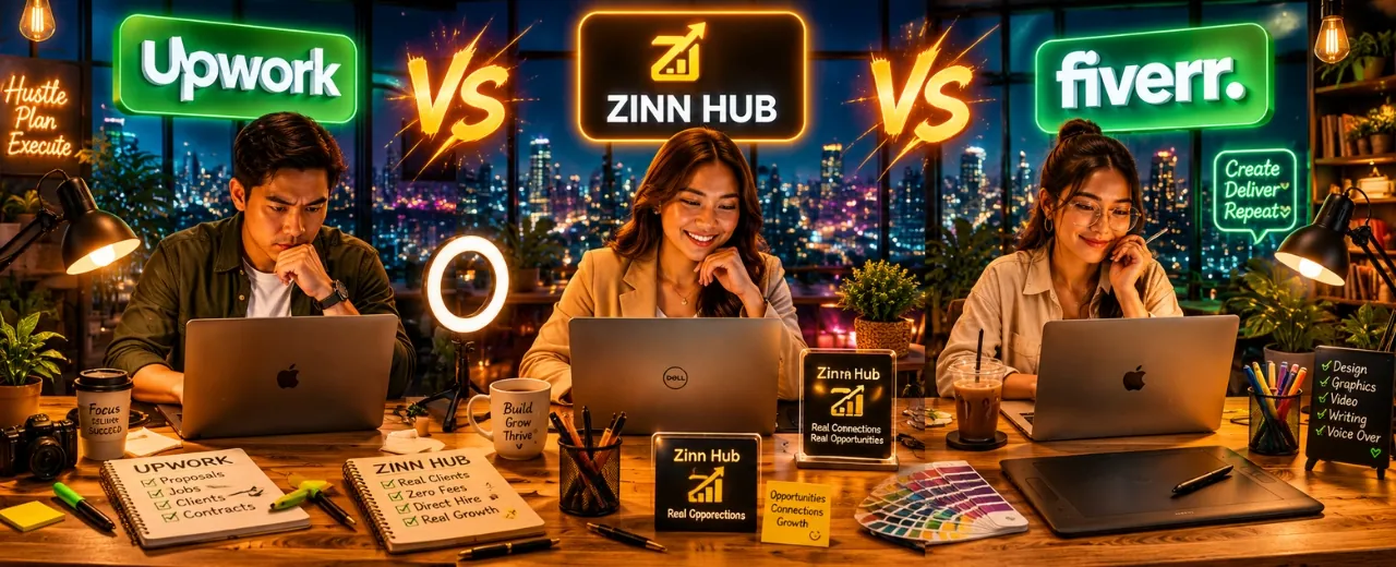 Upwork vs Fiverr vs Zinn Hub para sa Pinoy freelancers 2026 — honest platform comparison Philippines
