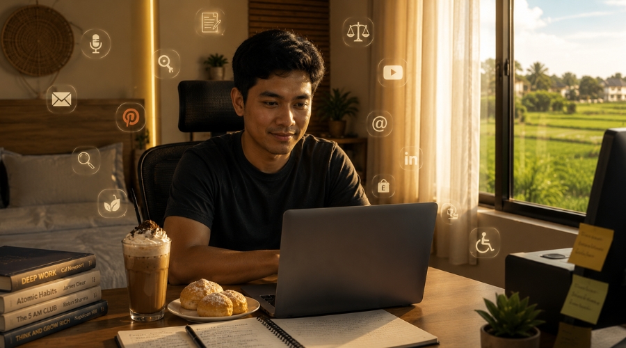 Pinoy freelancer na nag-eexplore ng low competition freelance niches Philippines 2026