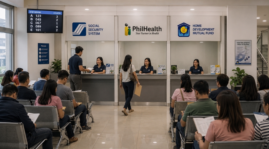 Filipino freelancer na nag-aaayos ng kanyang SSS PhilHealth at Pag-IBIG contributions bilang self-employed