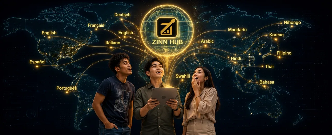 Zinn Hub removes the language barrier between Filipino freelancers and international buyers with 46 platform languages, 58 messaging languages, real-time two-way translation, and live call translation
